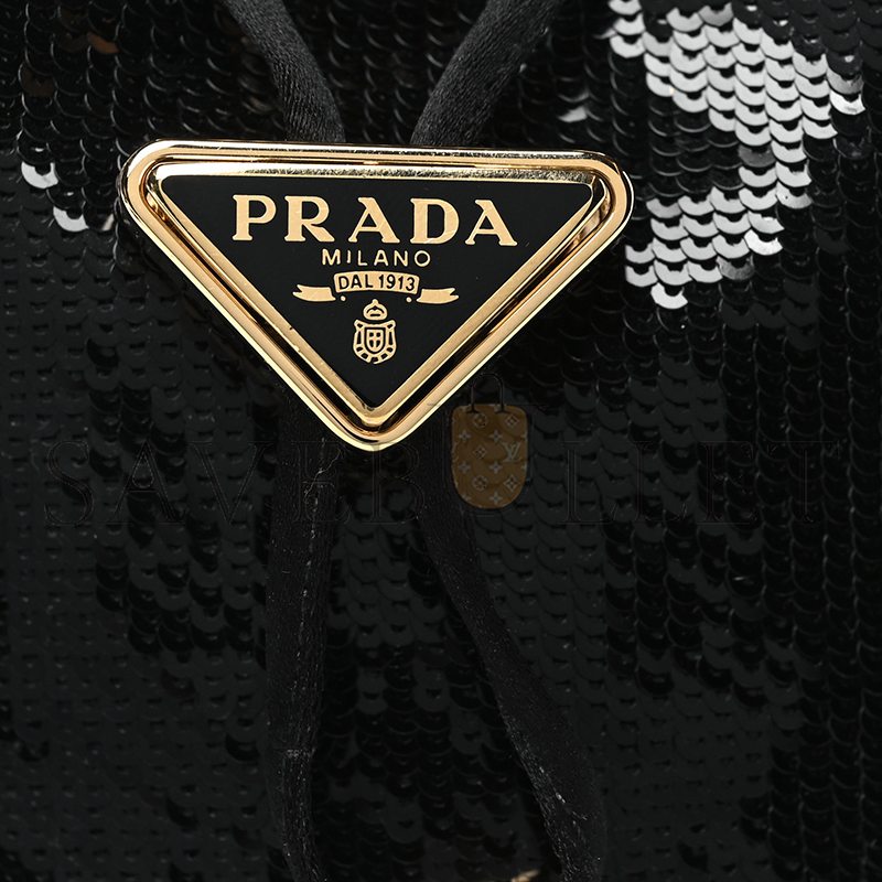 PRADA BLACK SEQUINED SATIN MINI 1NR016 (12*9*6cm)